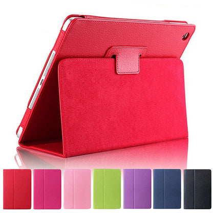 iPad 5th/6th Case - 9.7" Matte Flip Litchi Leather iPad Cover