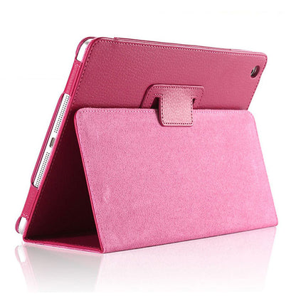 iPad 5th/6th Case - 9.7" Matte Flip Litchi Leather iPad Cover